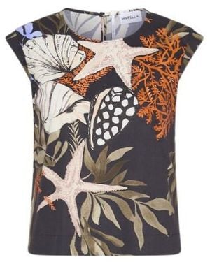 Marella Sleeveless Stretch Cotton Top - Grey