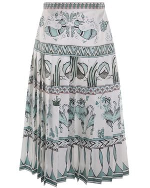 Fabiana Filippi Graphic Printed Pleated Midi Skirt - Grey