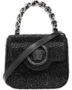 Versace La Medusa Embellished Mini Tote Bag - Black