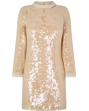 Self-Portrait Pearl Sequined Mini Dress - Natural