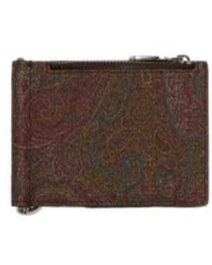 Etro Arnica Bifold Card Holder - Brown