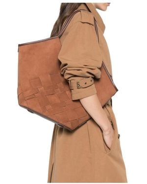 Hereu Dual-Handle Shoulder Bag - Brown