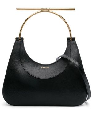 McQueen Logo Detailed Zip-Up Tote Bag - Black