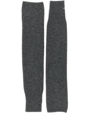 Nude Ribbed Thumb-Slit Gloves - Grey