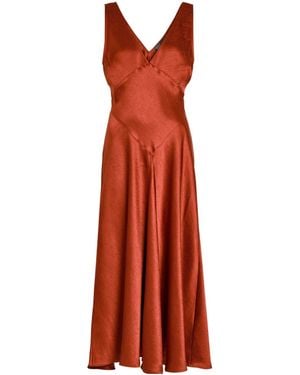 Polo Ralph Lauren Satin V-Neck Dress - Red