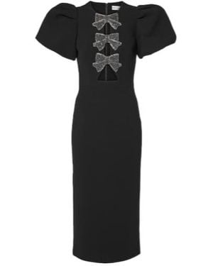 Rebecca Vallance Eliana Puff-Sleeve Midi Dress - Black