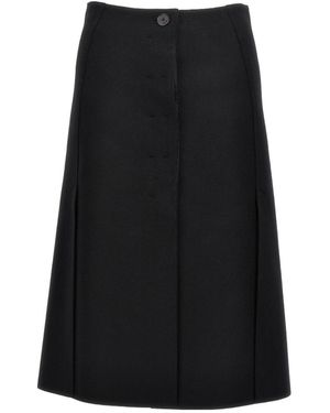 Lanvin Back-Slit A-Line Skirt - Black