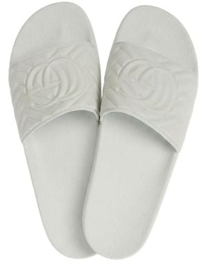 Gucci Matelassé Rubber Pool Slides - White