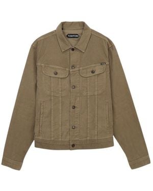 Tom Ford Logo Patch Straight Hem Jacket - Green