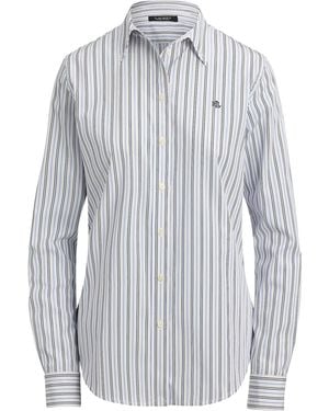 Ralph Lauren Striped Embroidered-Logo Shirt - White