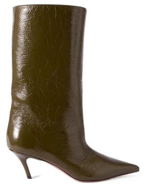 AMINA MUADDI Crinkled-Leather Boots - Green