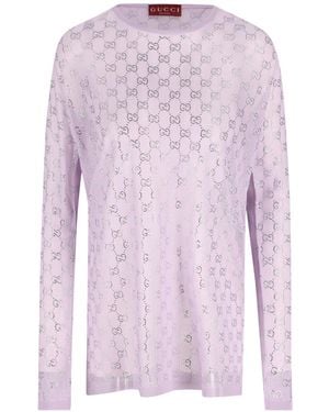 Gucci Monogrammed Embellished Sweater - Pink