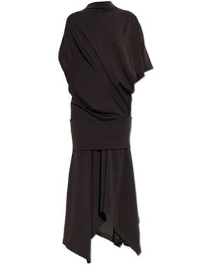 Lemaire Twisted Asymmetrical Midi Dress - Black