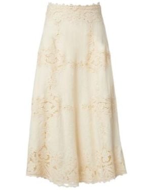 Ulla Johnson Fleur Crochet-Trimmed Linen Midi Skirt - Natural