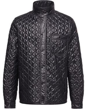 Moncler Cleorine Geometric-Quilted Padded Mid-Length Jacket - Gray
