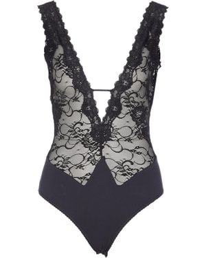 Aniye By Lace V-Neck Bodysuit - Black