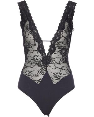 Aniye By Lace V-Neck Bodysuit - Black