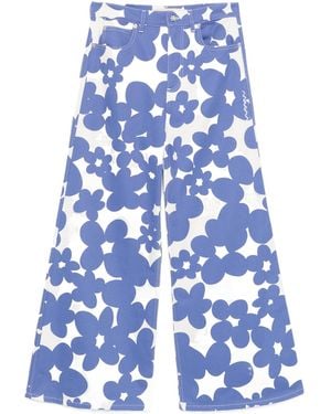 Marni Floral Wide Leg Trousers - Blue