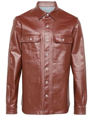 Rick Owens Press-Stud Coated Shirt Jacket - Red