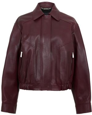 Versace Zip Pocket Leather Jacket - Purple