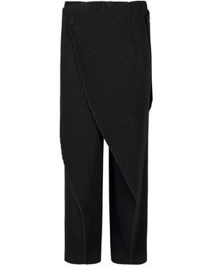 Homme Plissé Issey Miyake Pleated Drop-Crotch Trousers - Black