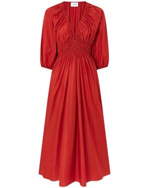 Matteau Shirred Organic Cotton-Poplin Maxi Dress