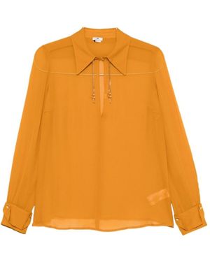 Elisabetta Franchi Charm-Embellished Cut-Out Blouse - Orange