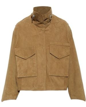 AllSaints Long-Sleeve Leather Jacket - Natural
