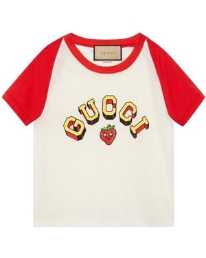 Gucci Logo-Print Cotton T-Shirt - Red