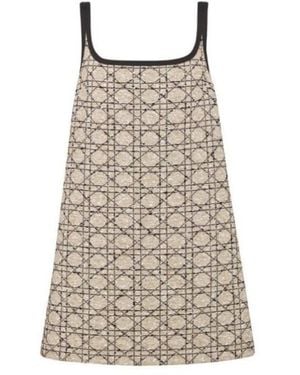 Dior Short Flared Cannage Dress - Brown