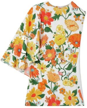 Stella McCartney Floral Printed One-Sleeved Top - White