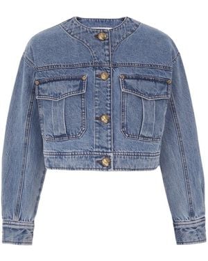 Zimmermann Denim Cropped Jacket - Blue