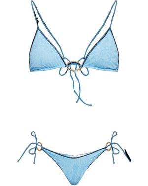 Oséree Lace-Up Bikini Set - Blue