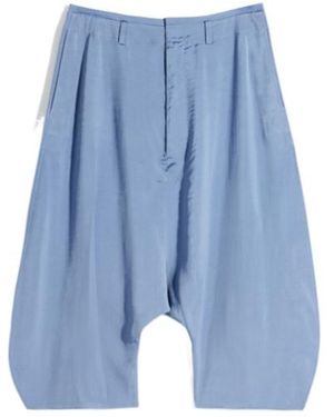 Lemaire Pleated Dropped Bermuda Shorts - Blue