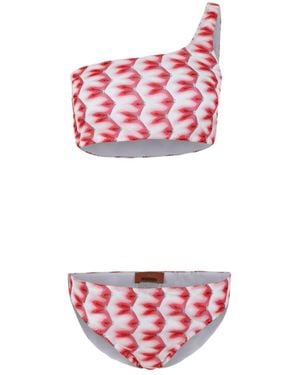 Missoni One-Shoulder Zigzag Bikini - Red