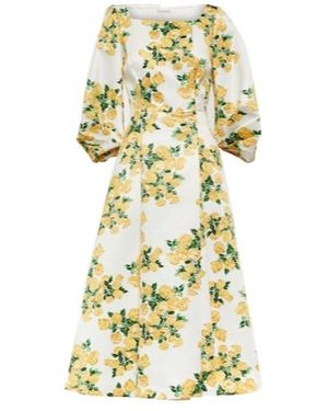 Emilia Wickstead Gabby Floral Taffeta Faille Midi Dress - Metallic