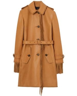 Burberry Fringed Leather Car Coat - Brown