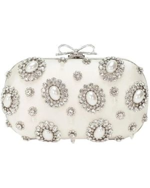 Self-Portrait Embellished Chained Clutch Bag - White