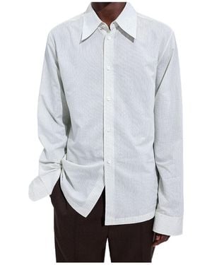 Bottega Veneta Pinstriped Long-Sleeved Shirt - Blue