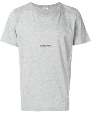 Saint Laurent Logo Printed Crewneck T-Shirt - Grey