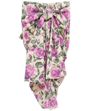 Chloé Chloé Bow Front Floral Midi Skirt - Pink