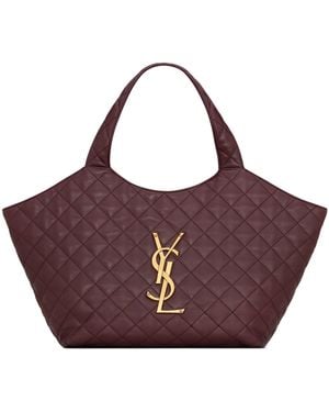 Saint Laurent Icare Quilted Medium Tote Bag - Purple