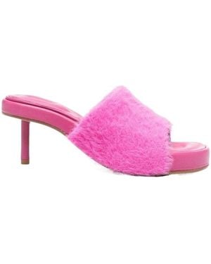 Jacquemus Textured-Finish Open-Toe Mules - Pink