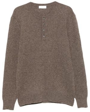Roberto Collina Henley Rib Knit Jumper - Brown