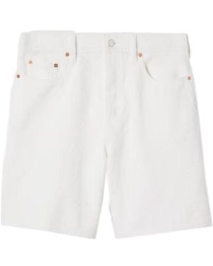 Gucci Bermuda Gg Jacquard Denim Shorts - White