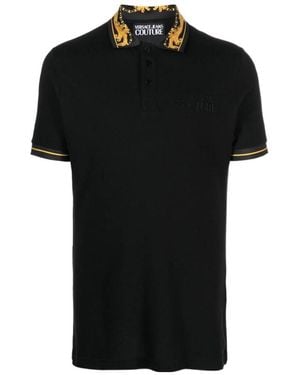 Versace Jeans Couture Baroque-Pattern Polo Shirt - Black