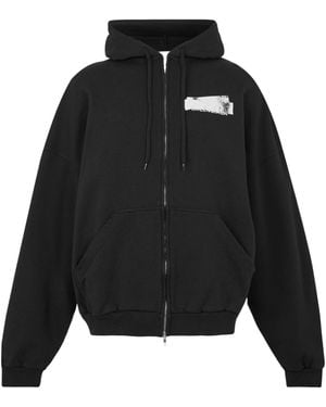 Balenciaga Zip-Up Hooded Sweatshirt - Black