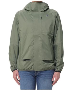 K-Way Waterproof Zip Hooded Jacket - Green