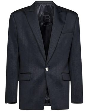 Balmain Monogram Jacquard Blazer - Blue