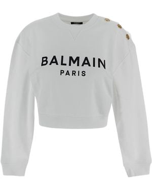 Balmain Logo Printed Sweatshirt - Gray